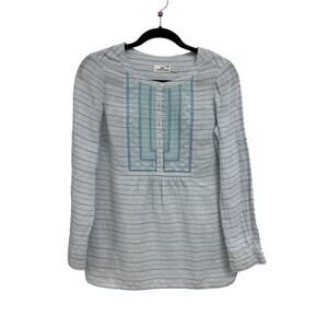 Vineyard Vines Beach Stripe Embroidered Linen Popover Top Womens 2